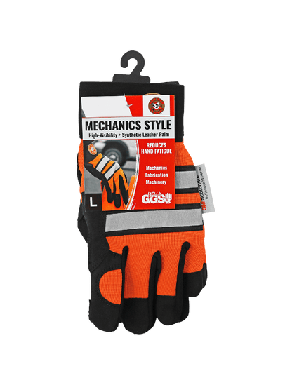 Hot Rod Gloves® High-Visibility Synthetic Leather Palm Performance Mechanics Style Gloves with a Spandex Back - HR9000VIS