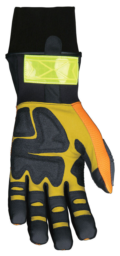 ForceFlex Mechanic Gloves, Hi-Vis, Insulated, Kevlar-Reinforced Clarino Leather Palm
