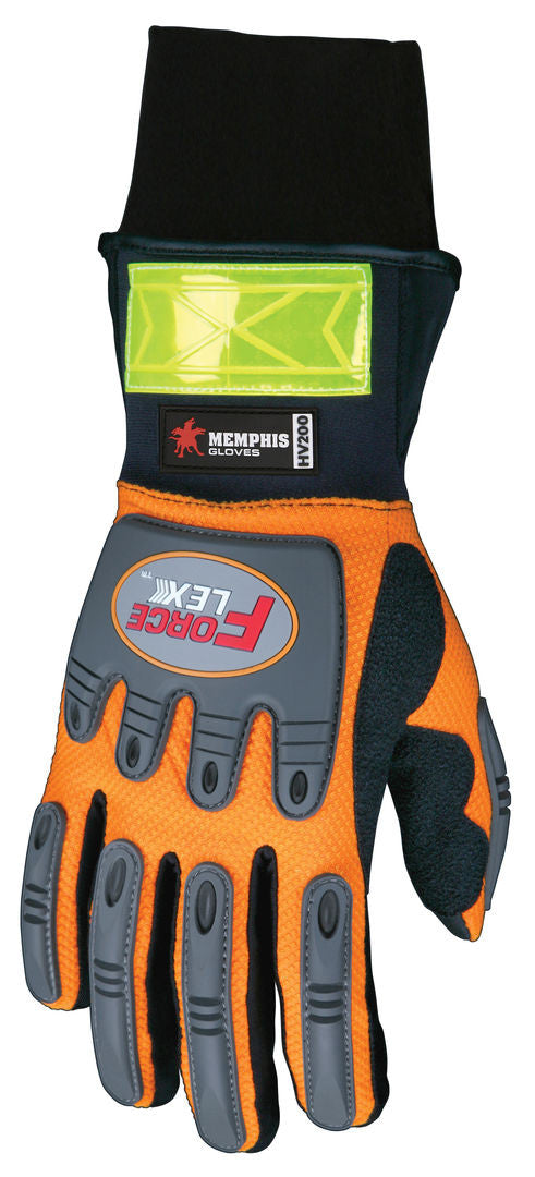 ForceFlex Mechanic Gloves, Hi-Vis, Insulated, Kevlar-Reinforced Clarino Leather Palm