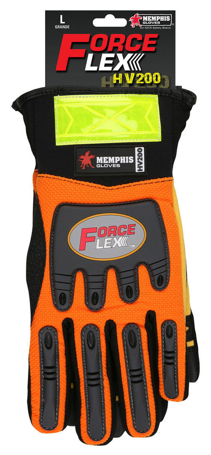 ForceFlex Mechanic Gloves, Hi-Vis, Insulated, Kevlar-Reinforced Clarino Leather Palm