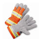 PIP HVO500 – Superior Grade Split Cowhide Leather Palm Glove with Hi-Vis Fabric Back - Rubberized Safety Cuff