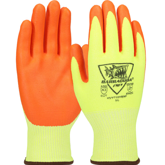 Barracuda® Hi-Vis Seamless Knit Polykor Blended Glove with Nitrile Coated Foam Grip on Palm & Fingers
