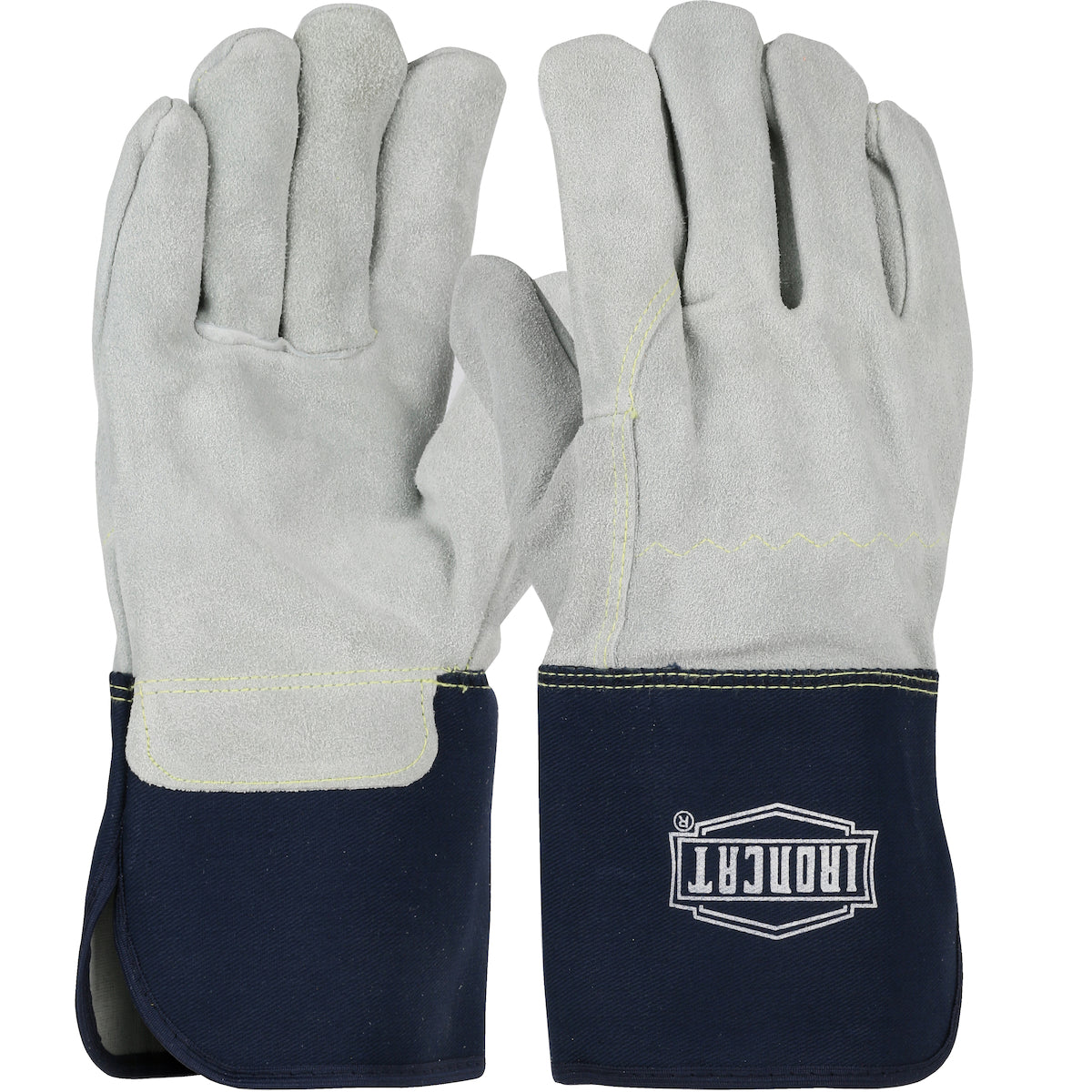 PIP Ironcat IC9 Heavy Premium Split Cowhide Leather Palm Glove with Full Leather Back - Rubberized Gauntlet Cuff