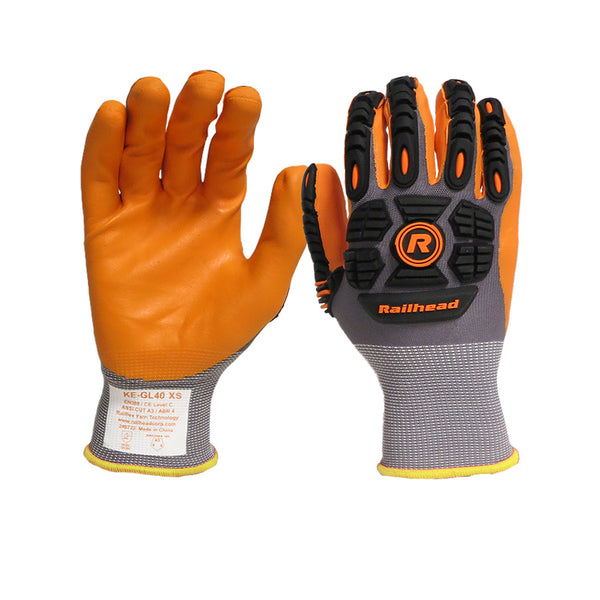 RAILHEAD 18-GAUGE NITRILE Gloves IMPACT KE-GL40