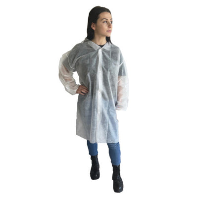 Cordova White Polypropylene Lab Coat, Collar & S #LC25XL image 4