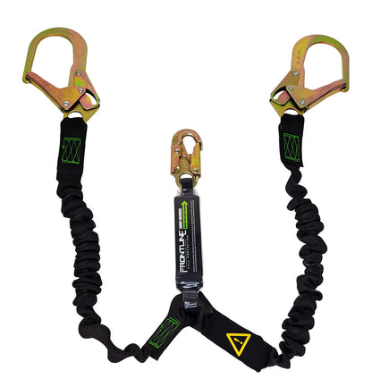 Frontline LES62R-US Patriot™ 6' Double Leg Elastic Lanyard with Rebar Hook Ends - Made in USA