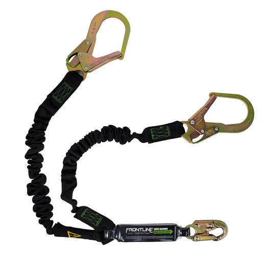 Frontline LES62R-US Patriot™ 6' Double Leg Elastic Lanyard with Rebar Hook Ends - Made in USA
