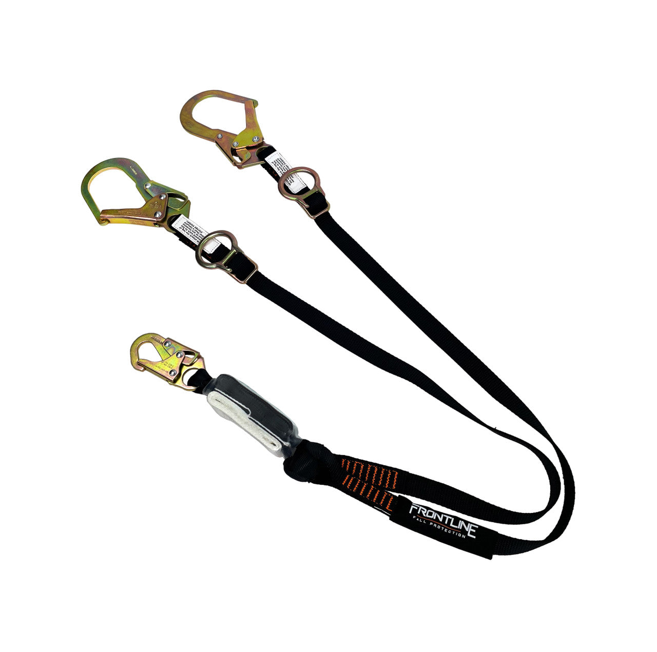 Frontline LPO62RADJ Combat™ 6' Tie-Back Double Leg Shock Absorbing Lanyard with Rebar Hooks
