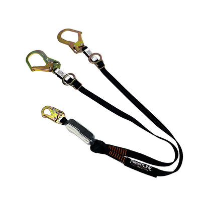Frontline LPO62RADJ Combat™ 6' Tie-Back Double Leg Shock Absorbing Lanyard with Rebar Hooks