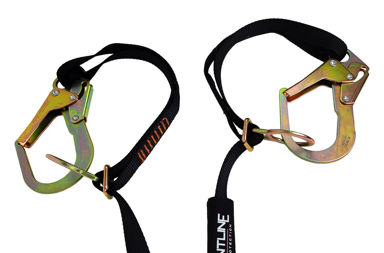 Frontline LPO62RADJ Combat™ 6' Tie-Back Double Leg Shock Absorbing Lanyard with Rebar Hooks