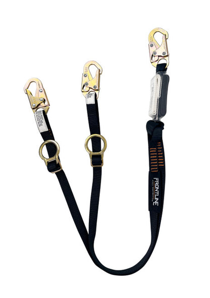Frontline LPO62SADJ Combat™ 6' Tie-Back Double Leg Shock Absorbing Lanyard with Snaphooks