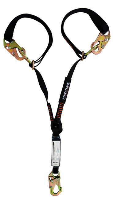 Frontline LPO62SADJ Combat™ 6' Tie-Back Double Leg Shock Absorbing Lanyard with Snaphooks