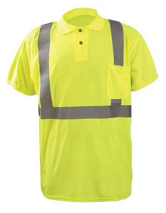 Occunomix Short Sleeve Wicking Birdseye Polo Shirt W/Pocket Hi-Vis Shirts Orange S model LUX-SSPP2B-OS