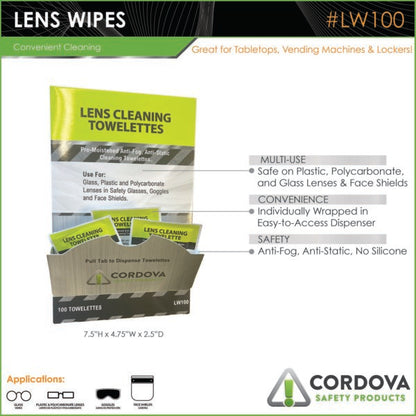 Cordova Lens Cleaning Towelettes, Anti-fog, Anti #LW100 image 7