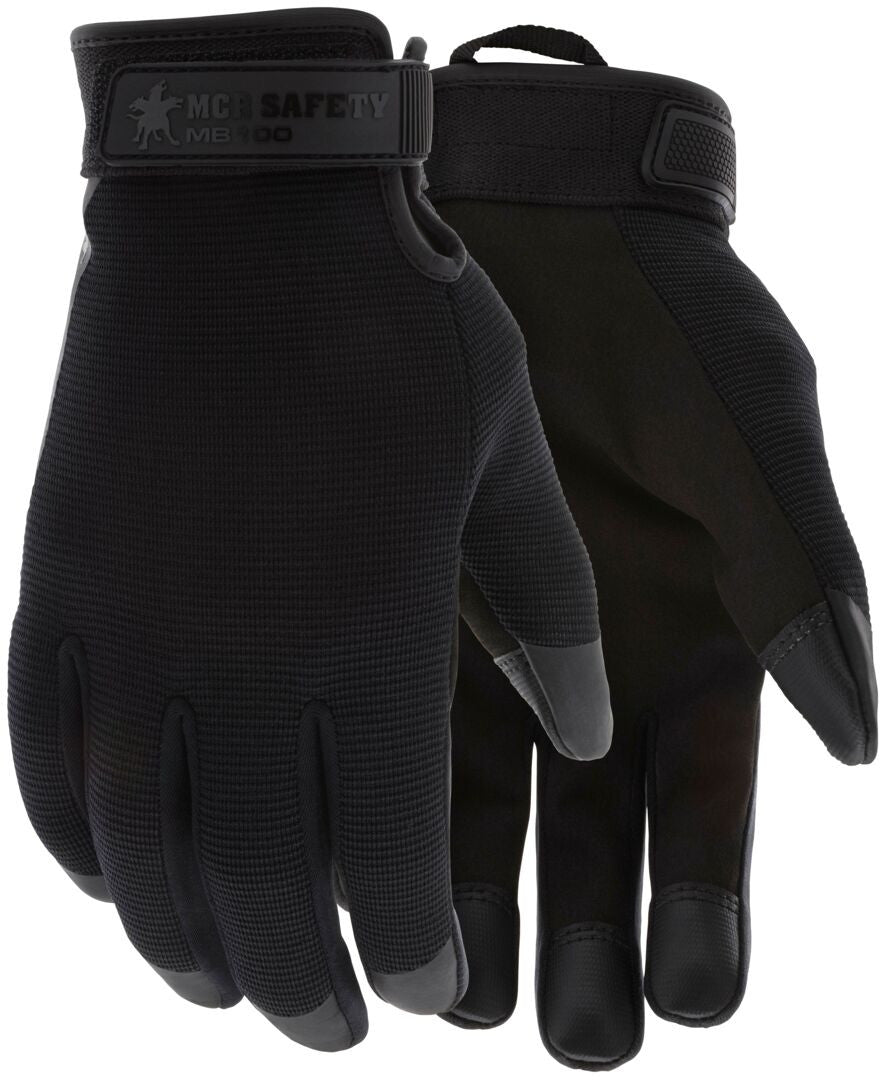 Mechanics Gloves, Synthetic Leather Palm, Touchscreen Compatible, Adjustable Closure