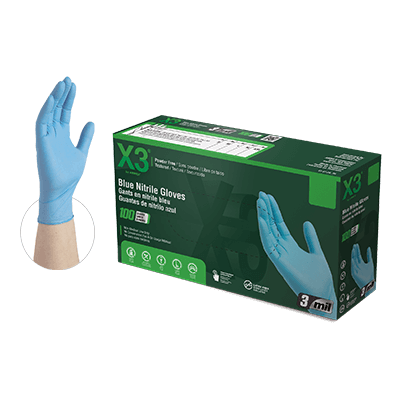 X3 Blue Nitrile PF Ind Gloves