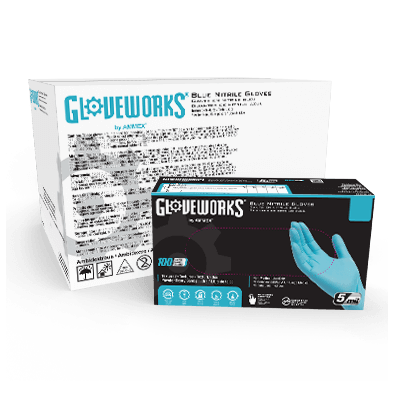 Gloveworks Blue Nitrile PF Ind Gloves