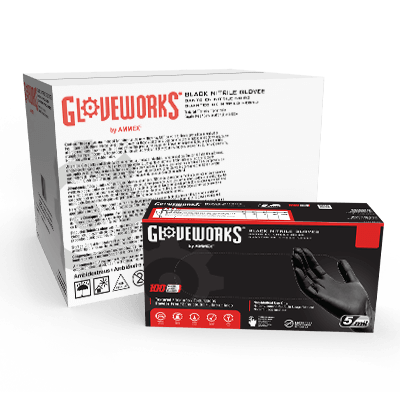Gloveworks Black Nitrile PF Ind Gloves