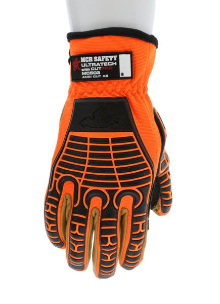 MC503 - MCR Safety UltraTech® Mechanics Gloves - Hi-Visibility Cut and Abrasion Resistant Gloves - Dyneema® Diamond Technology Lining Provides Excellent Cut Resistance