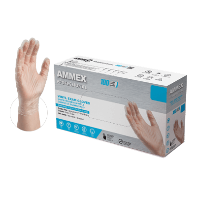 AMMEX Professional Clear Vinyl PF Exam Gloves