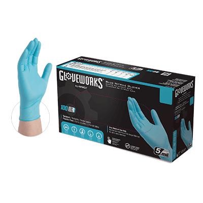 Gloveworks Blue Nitrile PF Ind Gloves