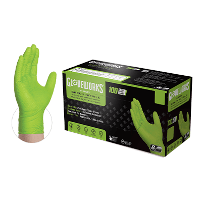Gloveworks RDT Green Nitrile PF Ind Gloves