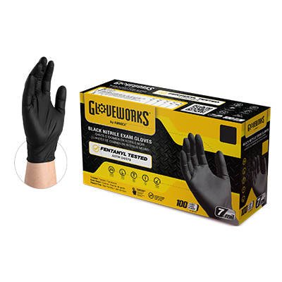 Gloveworks Black Nitrile PF Exam Gloves
