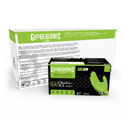 Gloveworks RDT Green Nitrile PF Ind Gloves