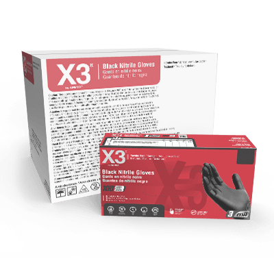 X3 Black Nitrile PF Ind Gloves