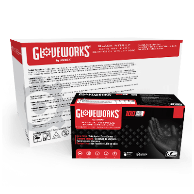 Gloveworks RDT Black Nitrile PF Ind Gloves