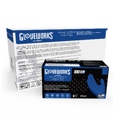 Gloveworks RDT Royal Blue Nitrile PF Ind Gloves