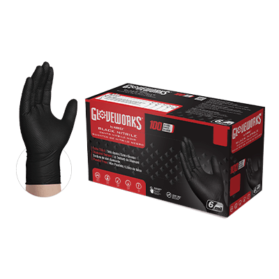 Gloveworks RDT Black Nitrile PF Ind Gloves