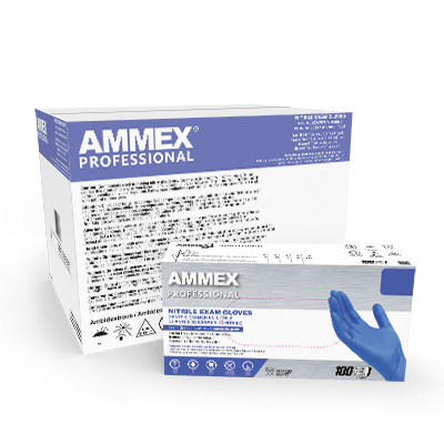 AMMEX Professional Cerulean Nitrile PF Exam Gloves
