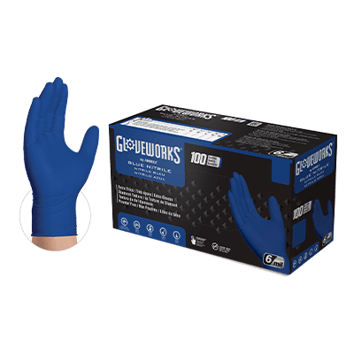 Gloveworks RDT Royal Blue Nitrile PF Ind Gloves