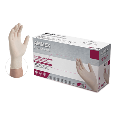 AMMEX Professional Ivory Latex PF Exam Gloves