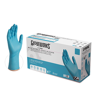 Gloveworks Blue Nitrile PF Exam Gloves