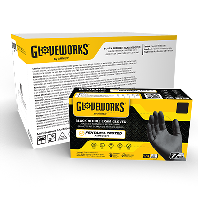 Gloveworks Black Nitrile PF Exam Gloves