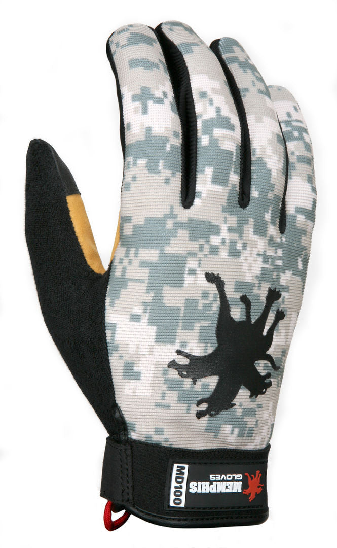 Mechanics Gloves, Synthetic Grain Deerskin Palm, Digital Camouflage Back
