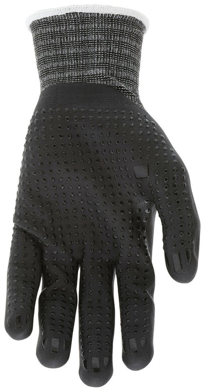 NXG Work Gloves, 15-Gauge Nylon Spandex, Bi-Polymer Coated Palm, Nitrile Dots