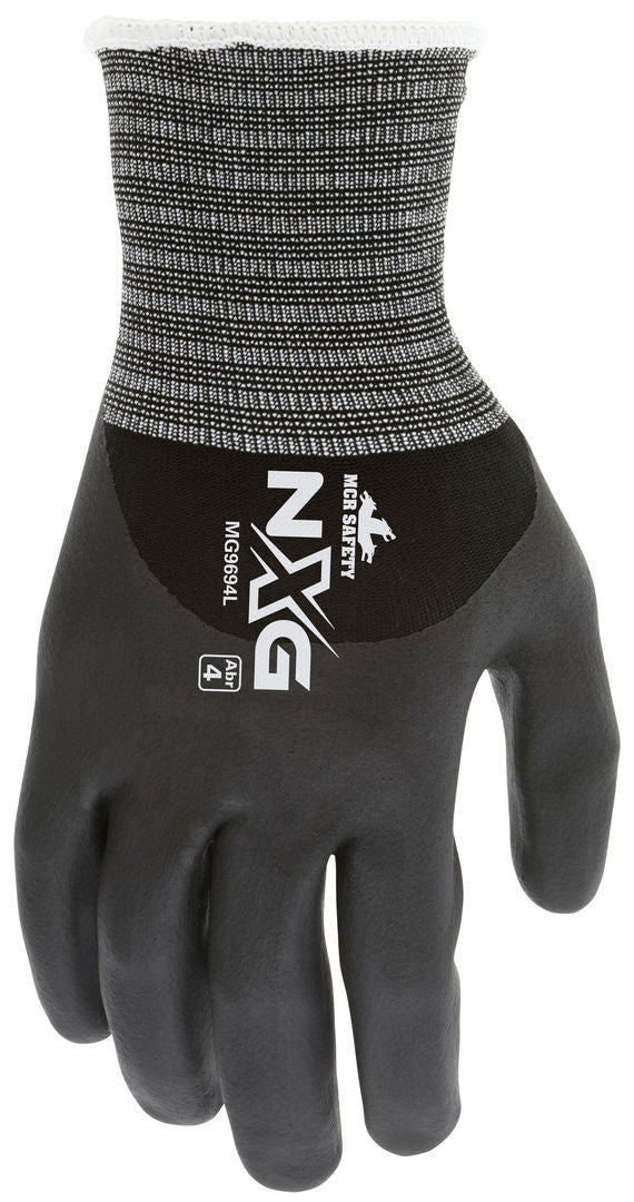 NXG Work Gloves, 15-Gauge Nylon Spandex, Bi-Polymer Coated Palm, Nitrile Dots