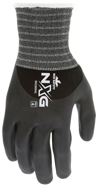 NXG Work Gloves, 15-Gauge Nylon Spandex, Bi-Polymer Coated Palm, Nitrile Dots