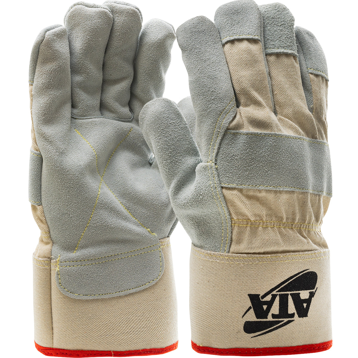 PIP MJVATA – Split Cowhide Leather Palm Glove with Canvas Back and A6 ATA® HPPE Blend Lining - Rubberized Safety Cuff
