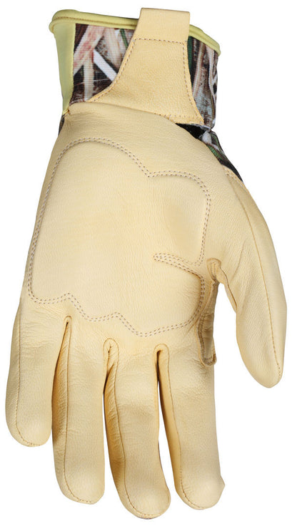 Mechanics Gloves, Grain Goatskin Palm, D3O Impact Protection, Mossy Oak Camo