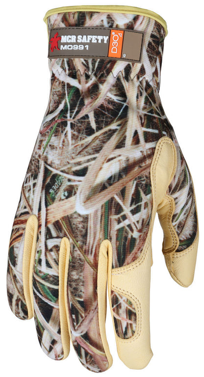 Mechanics Gloves, Grain Goatskin Palm, D3O Impact Protection, Mossy Oak Camo