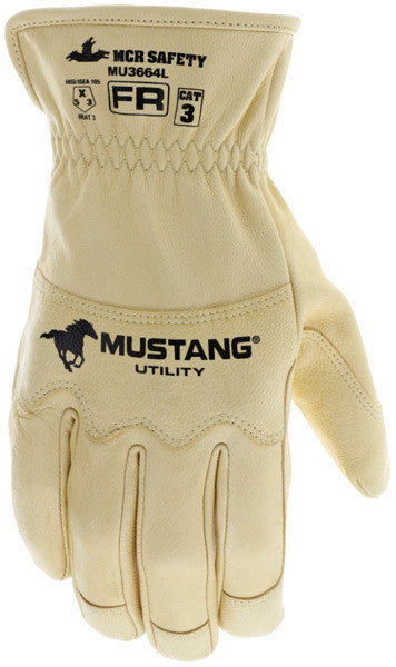 Mustang HiDex Grain Goatskin Driver Gloves, FR Arc Rated, Double Palm, Kevlar Sewn