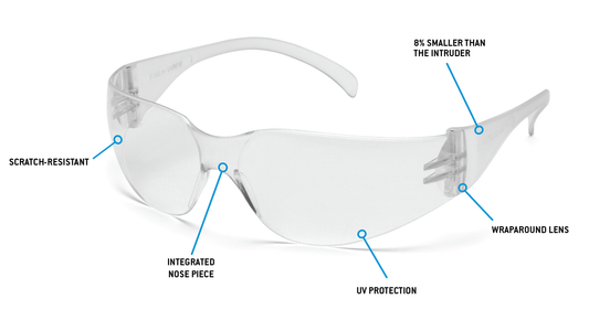 Pyramex Mini Intruder Safety Glasses Clear No Anti-fog model S4110SN