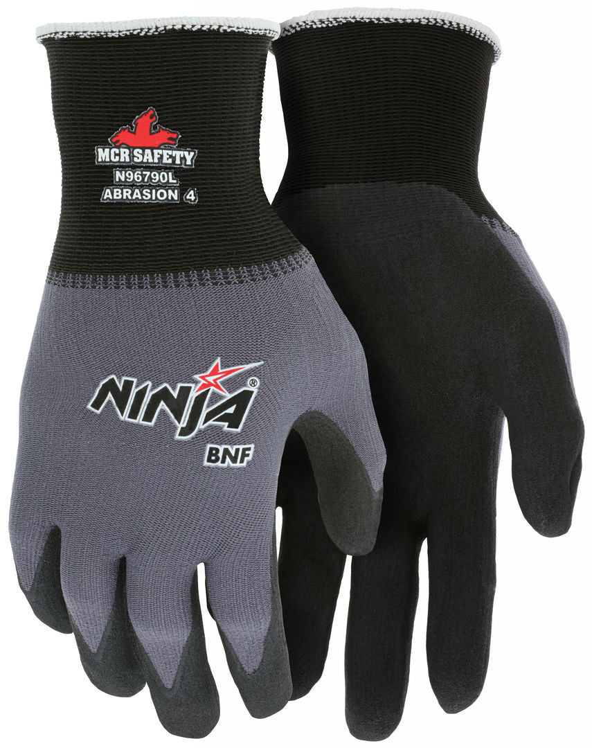 Ninja BNF Work Gloves, 15-Gauge Nylon/Spandex, Breathable Nitrile Foam Palm Coat
