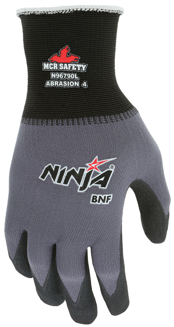 Ninja BNF Work Gloves, 15-Gauge Nylon/Spandex, Breathable Nitrile Foam Palm Coat