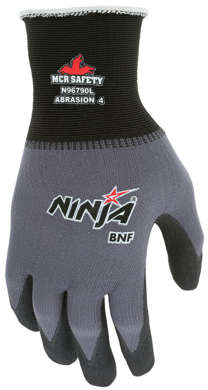 Ninja BNF Work Gloves, 15-Gauge Nylon/Spandex, Breathable Nitrile Foam Palm Coat