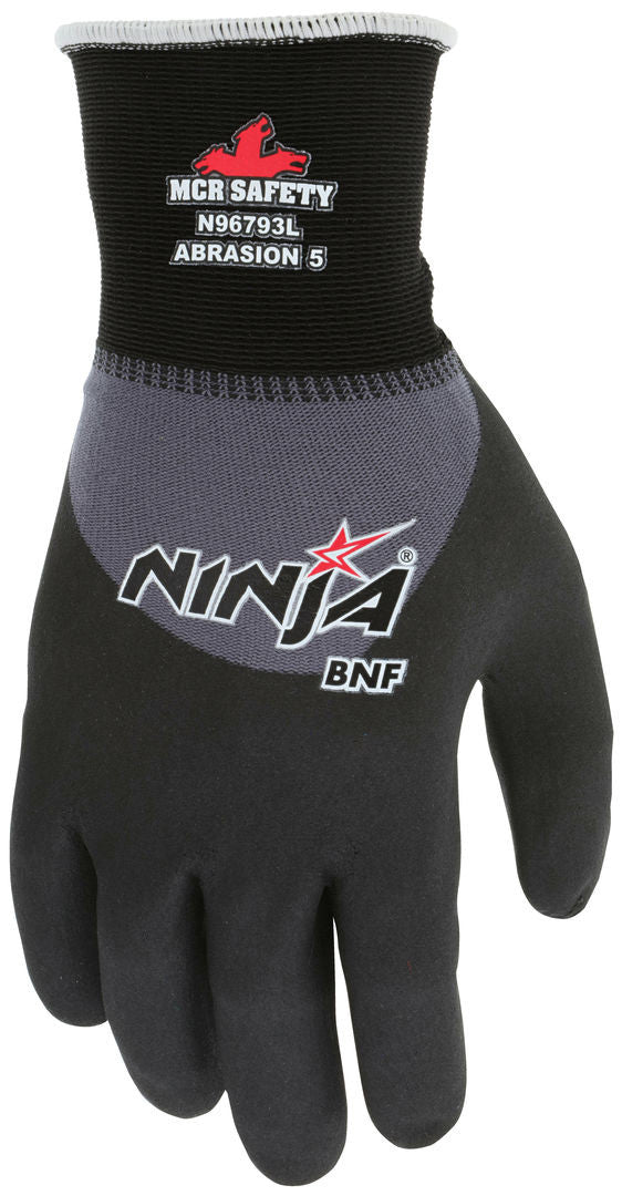 Ninja BNF Work Gloves, 15 Gauge Nylon/Spandex, Breathable Nitrile Foam, 3/4 Coat